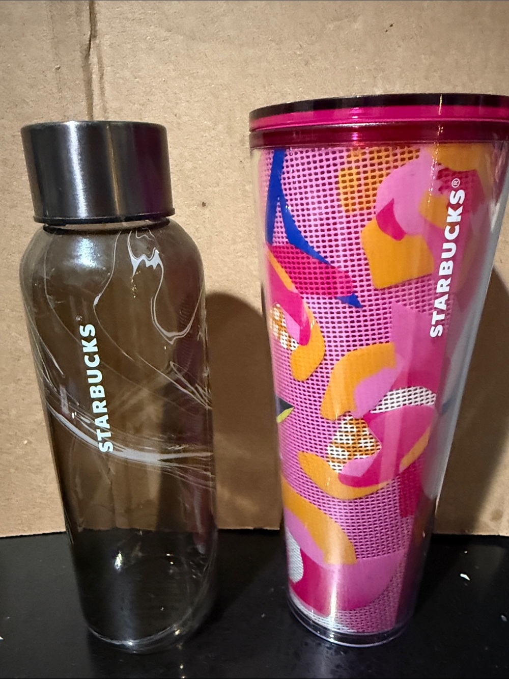 Starbucks Pink, Gold & Blue Patterned Travel Tumbler